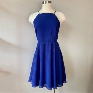 Urban Outfitters Silence + Noise Chiffon Halter Cocktail Dress royal blue size 8